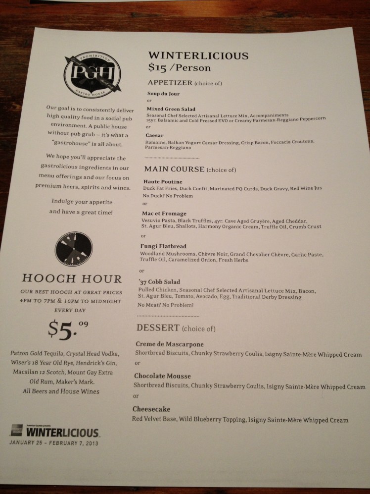 Prohibition Menu